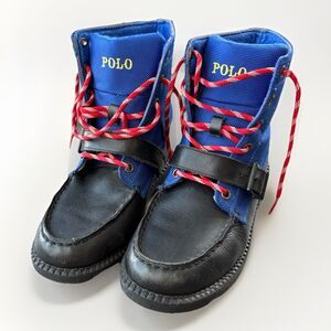 POLO Ralph Lauren Boots Boys Blue RANGER HIGH II Combat Youth Size 5